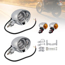 #D18 Headlight Lamp Spotlight Universal Coler Switch Fits Chrome For Motorcycle