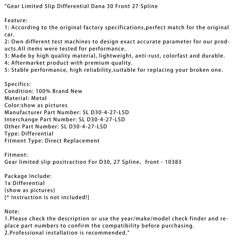 Zahnrad Sperrdifferential Dana 30 Vorne 27 Spline