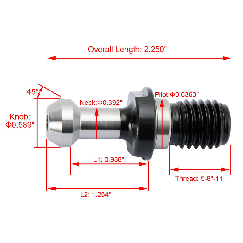 5 Stücke CAT40 45 ° Anzugsbolzen Retention Knob Passt Für Jede Haas CAT40 CNC Silber