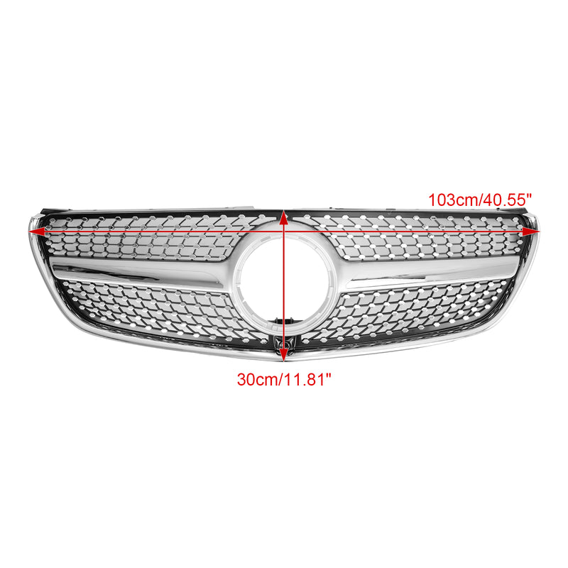 Silver diamantgrill för Mercedes Benz V Class W447 2014-03.2019