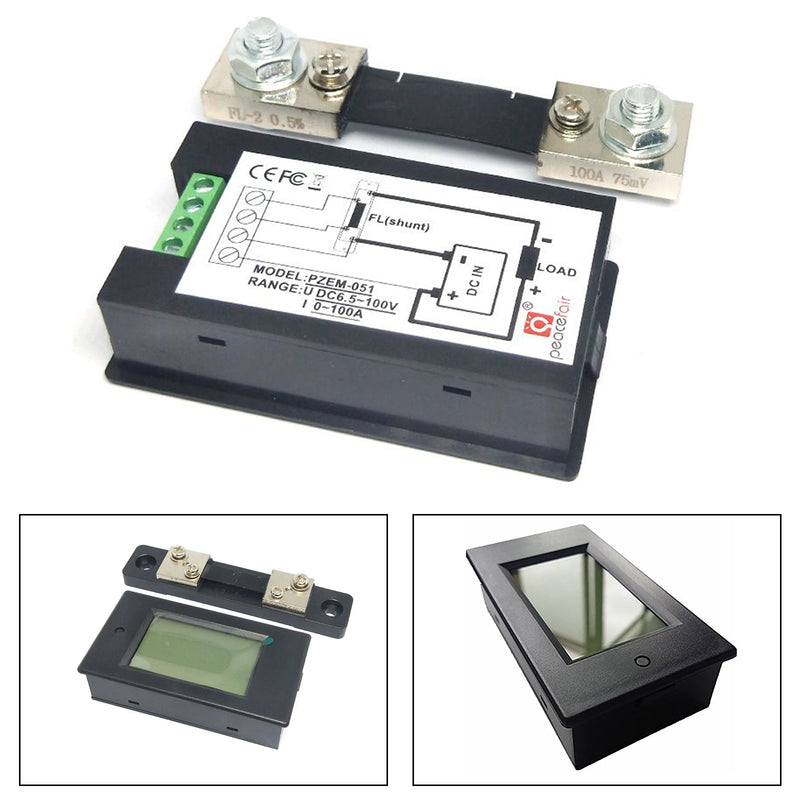 DC 100A 100V Digital LCD Spänningsdisplay Voltmeter Amperemeter Wattmeter