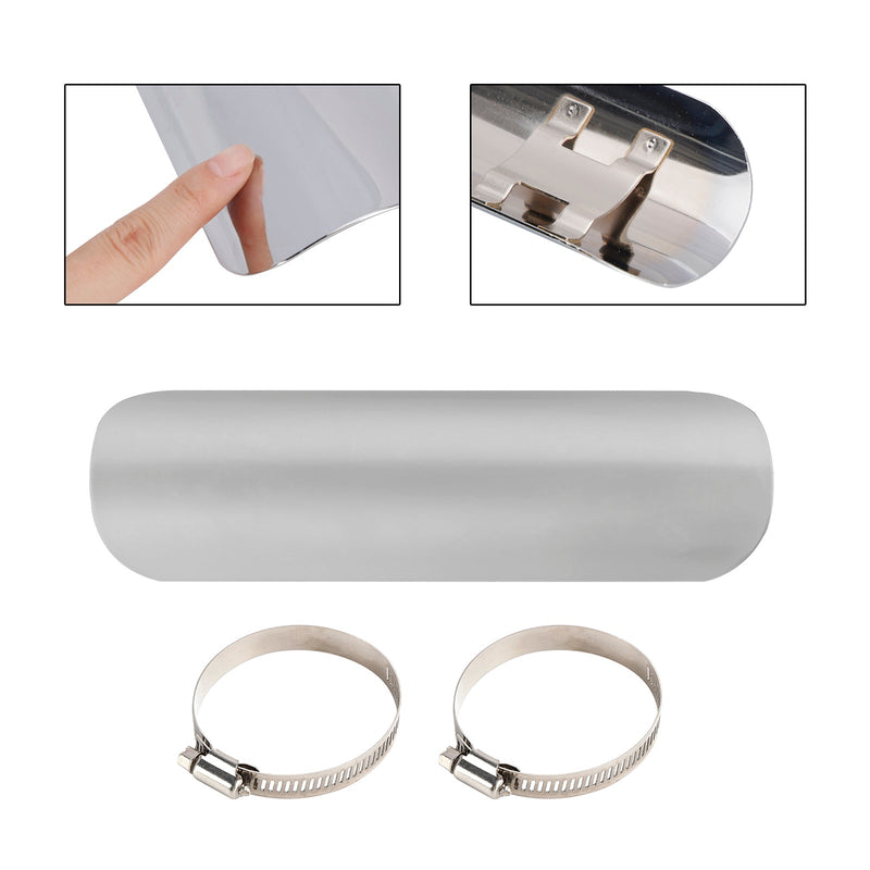 Stahl Auspuff Schalldämpfer Rohr Wärme Deflektor Abdeckung Chromeb Für Motorrad Roller BlackD