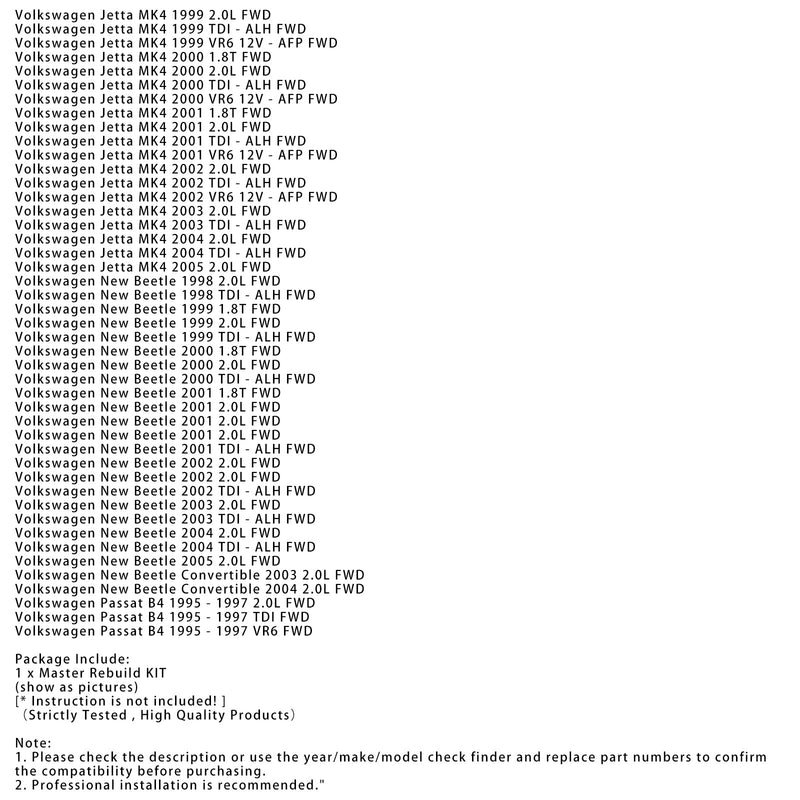 Volkswagen Golf/GTI MK4 2001 2.0L FWD 01M Getriebeüberholungs-Master-Reparatursatz K111900