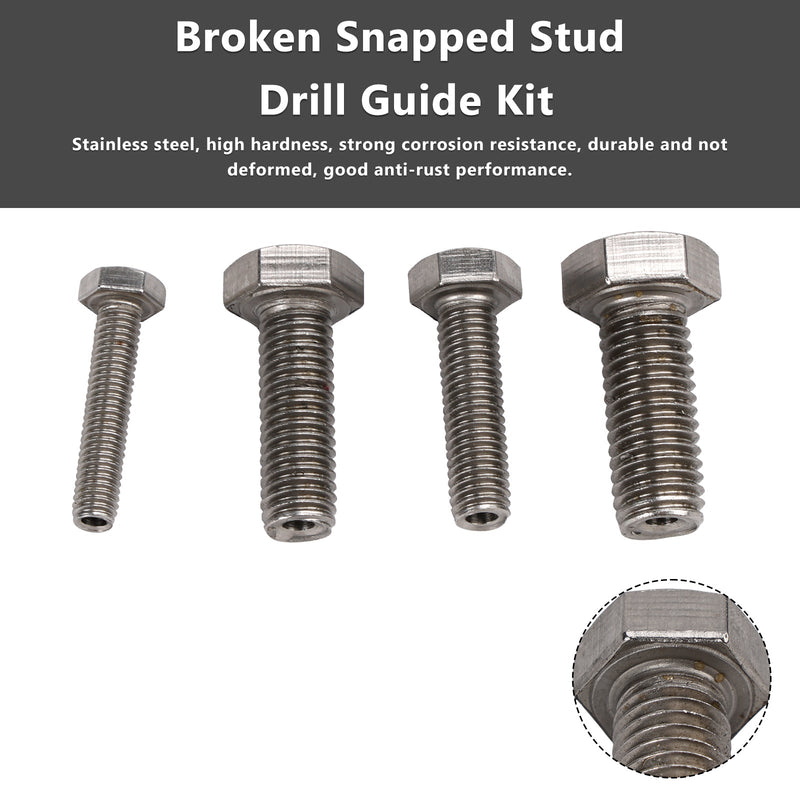 Stainless Steel M6 & M8 & M10 & M12 Broken Snapped Stud Drill Guide Kit 4PCS