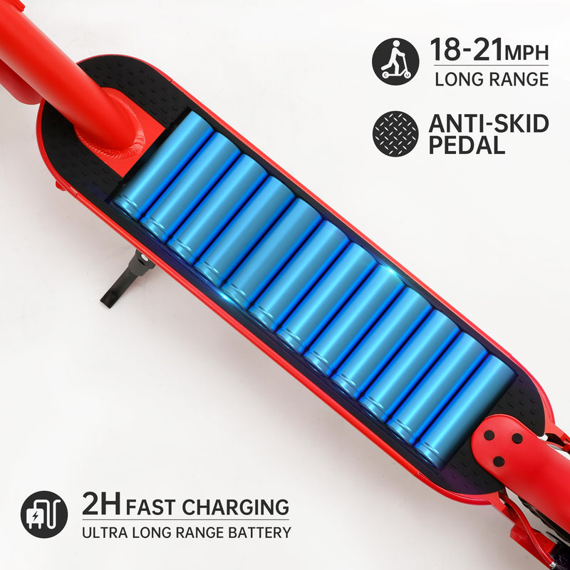 8,5" skládací elektrická koloběžka s aplikací, 350 W, dojezd 35 km, 30 km/h, dojíždění do města, červená