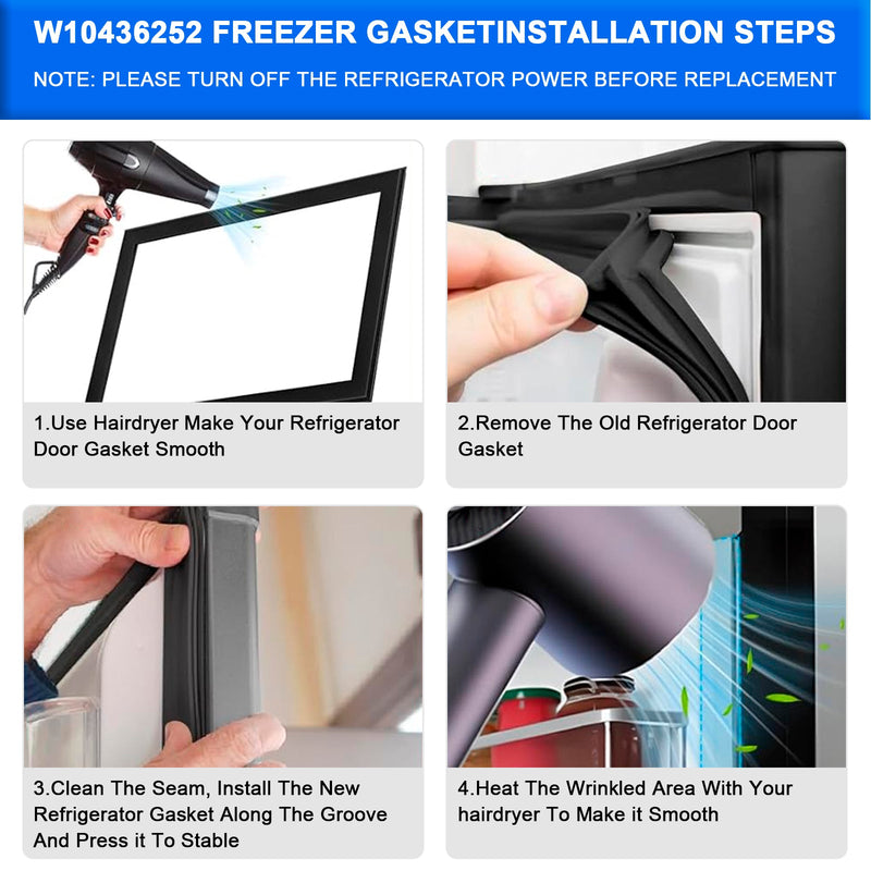 2 stykker W10436252 Fryserdørtætning til Maytag køleskab W10131754  W10164041