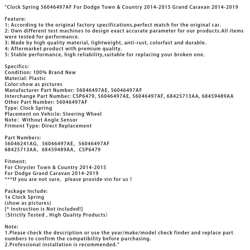 Uhr Frühling 56046497AF Für Dodge Town &amp; Country 2014-2015 Grand Caravan 14-2019