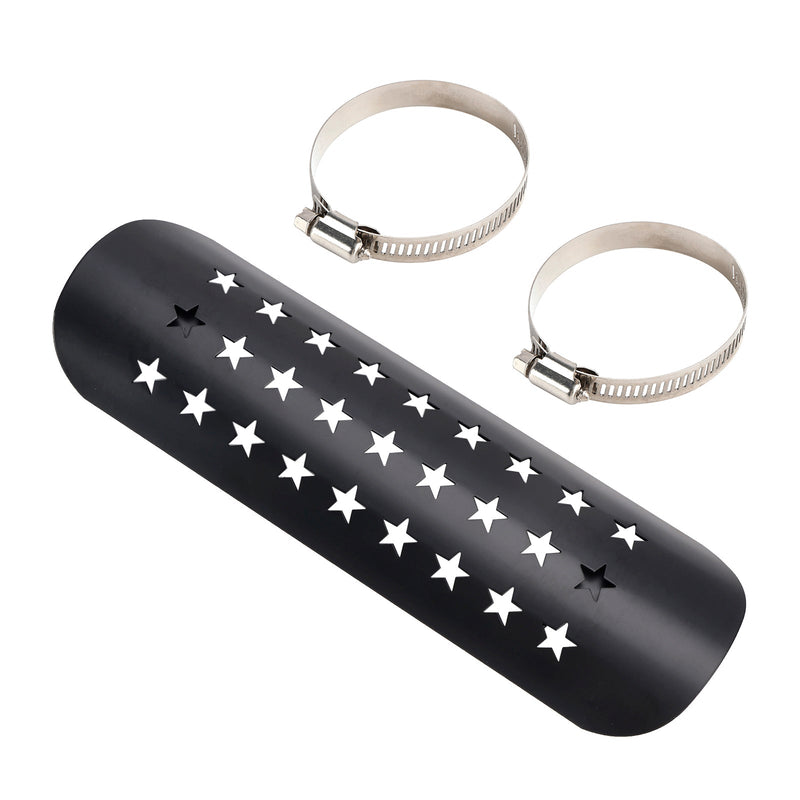 Stahl Auspuff Schalldämpfer Rohr Wärme Deflektor Abdeckung Chromeb Für Motorrad Roller BlackD