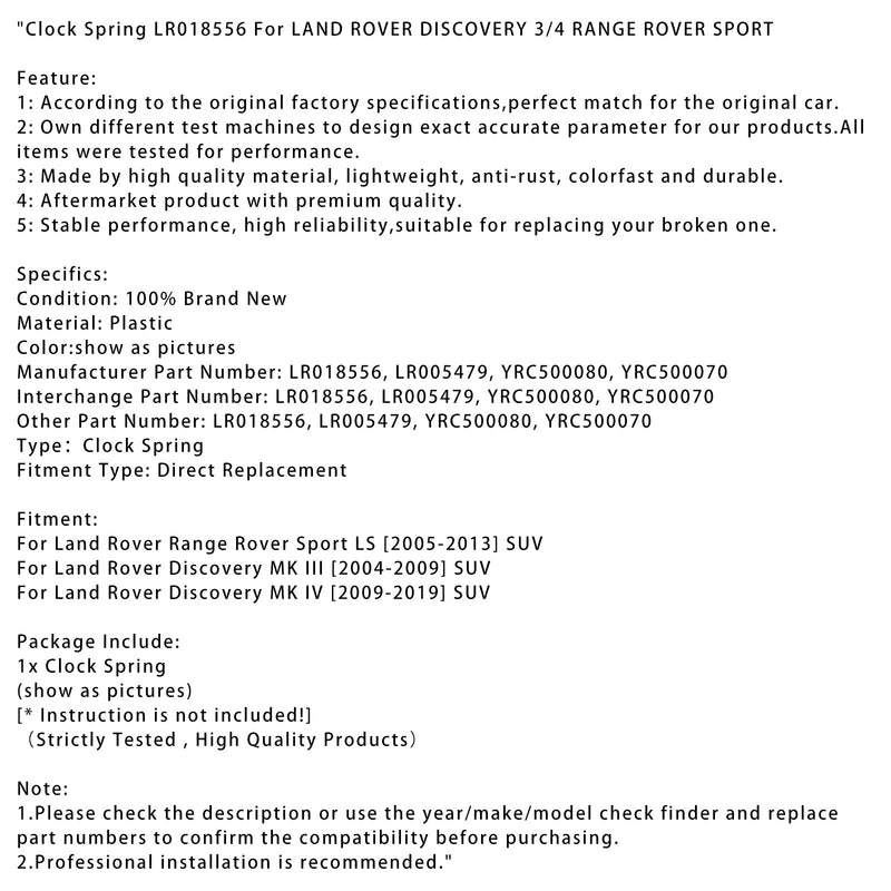 Wrap Spring LR018556 til Land Rover Discovery 3/4 Range Rover Sport