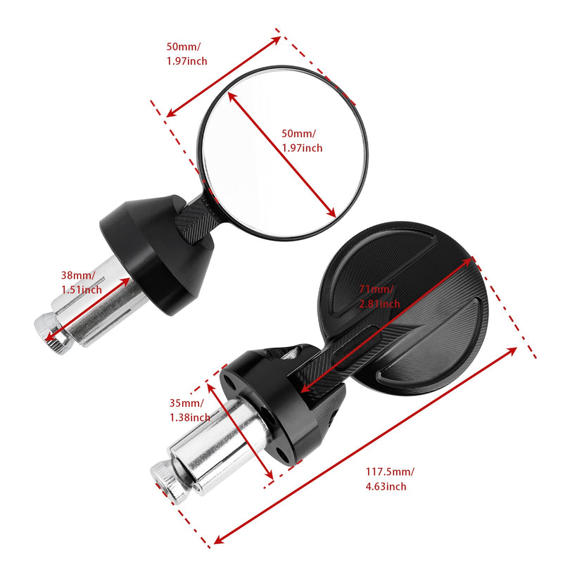 CNC ALUMINUM MINI HANDLEBAR BAR END MIRROR SET D=35MM BLACK FOR PIAGGIO / VESPA