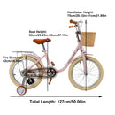 18 tuuman lasten pyörä pojille ja tytöille (7-9 vuotta) korin kanssa