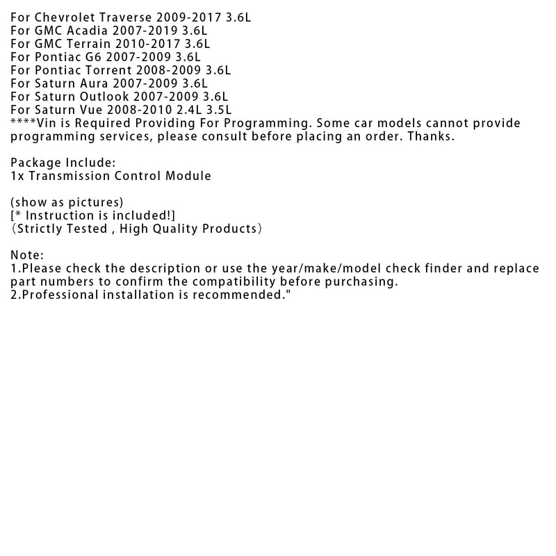 2008–2009 Pontiac Torrent 3.6L TCM-Getriebesteuermodul 6T70/6T75/6T80