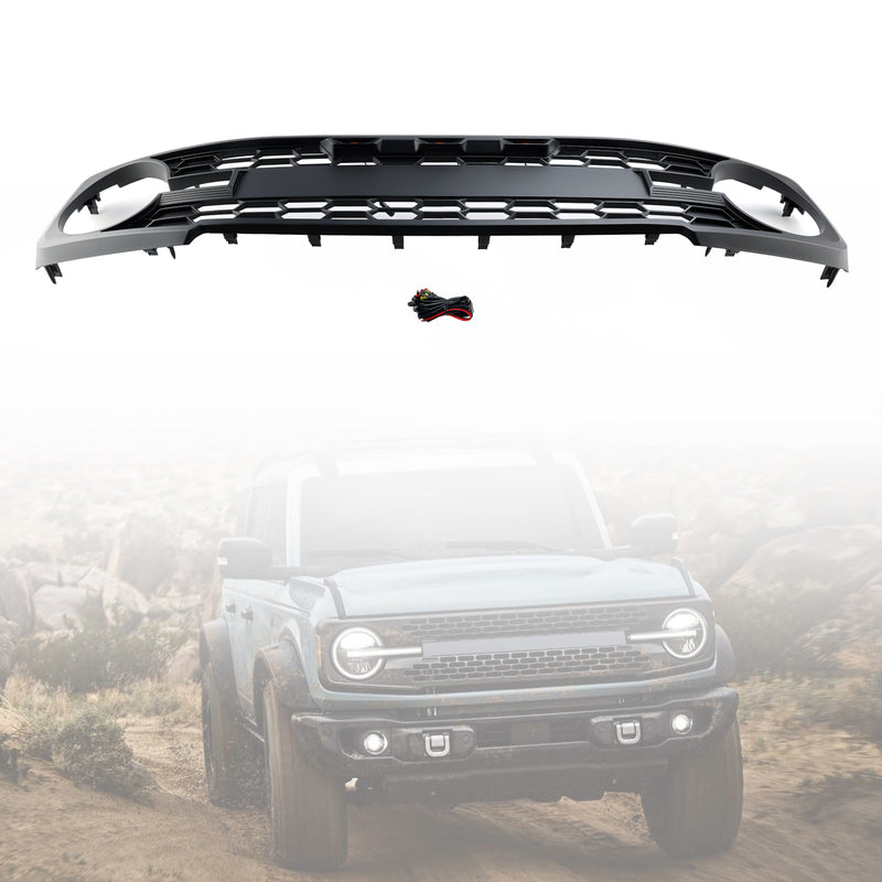 Schwarzer Frontgrill mit LED-Licht passend für Ford Bronco 2021–2023