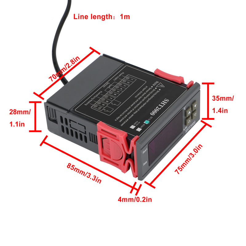 SHT2000 10A Temperaturluftfuktighetsregulator Digital termostat