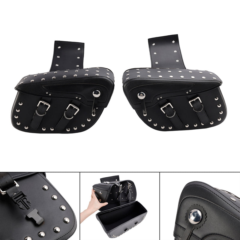 Universell sadelväska sida förvaringssvåse pu bagage svart 80L för motorcykel