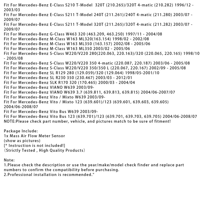 Mass Air Flow Meter Sensor For Mercedes-Benz W203 W211 W163 W220 1120940148