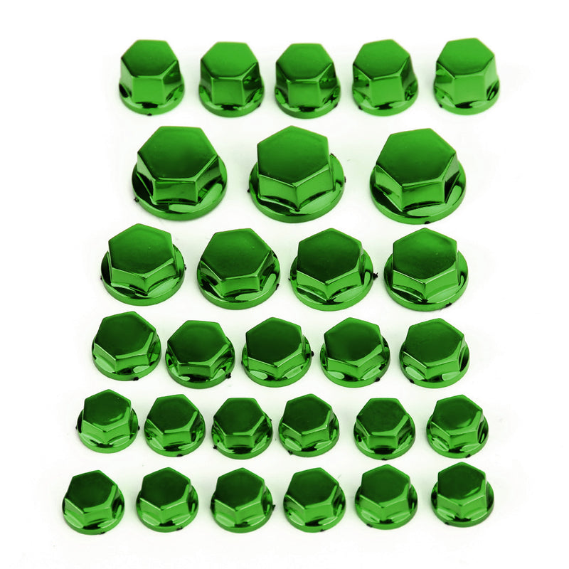 30 tapas protectoras para tornillos, tapa para tornillos hexagonales, color verde, apto para Kawasaki