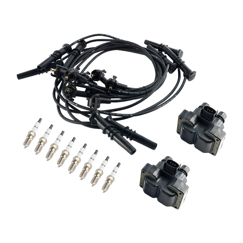 1996-2001 Ford Explorer V8 5.0 2 Paquete de bobinas de encendido 8 bujías y kit de cableado FD487 SP432