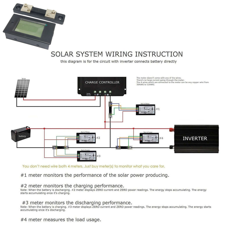 DC 100A 100V Digital LCD Pantalla de voltaje Voltímetro Amperímetro Vatímetro