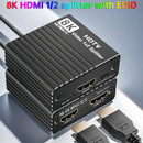 8K HDMI 1 zu 2 Splitter HD2.1 8K60hz/4K120hz/1080P240hz mit EDID Splitter 1x2