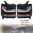 2016–2019 Für Chevy Silverado 1500 Links+Rechts LED-Scheinwerfer, Glanzschwarz, 84357696 84893098