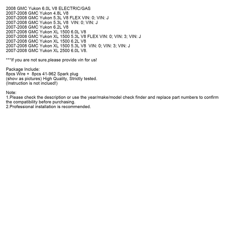 2006-2008 Chevrolet Impala 5.3L V8 Świece zapłonowe + przewody 10.5mm Zestaw 19299585 8szt