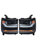 2016–2019 Für Chevy Silverado 1500 Links+Rechts LED-Scheinwerfer, Glanzschwarz, 84357696 84893098
