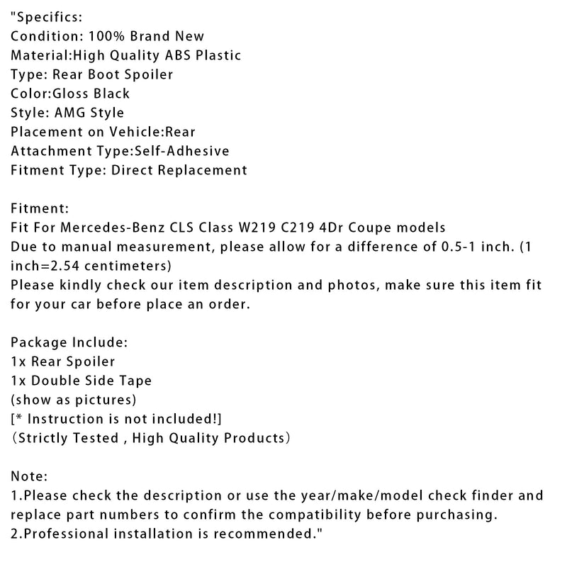 2005–2010 Mercedes-Benz CLS-Klasse W219 AMG Style Hochglanzschwarz Heckspoiler