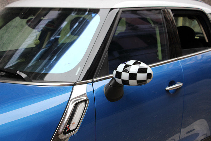 2 Checke Side Mirror Caps Covers für MINI Cooper Hardtop 2014 F55 & 2015 F56