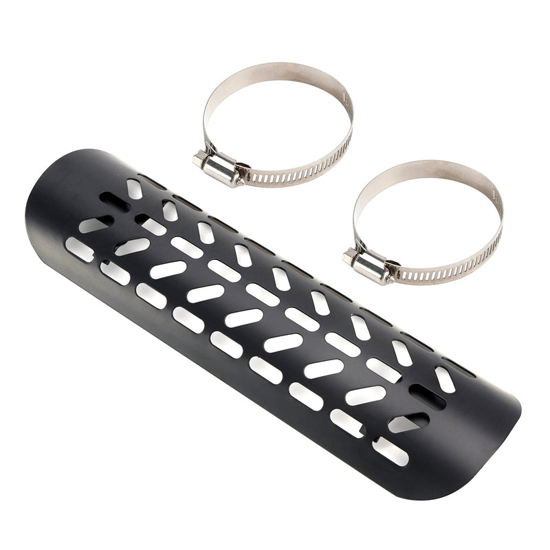 Stahl Auspuff Schalldämpfer Rohr Wärme Deflektor Abdeckung Chromeb Für Motorrad Roller BlackD