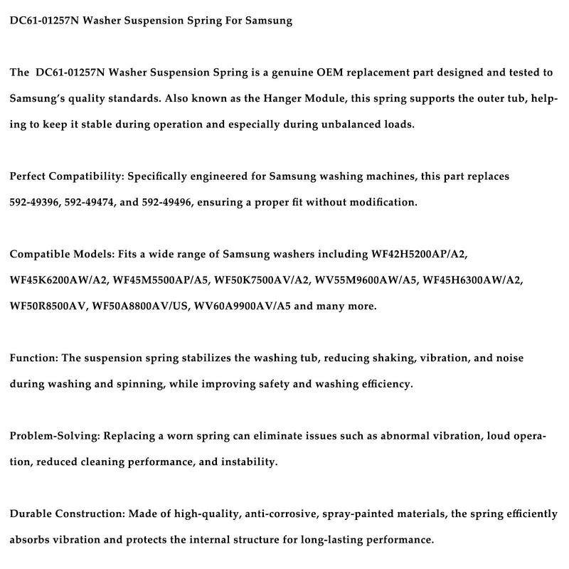 1PC DC61-01257N Washer Suspension Frühling Für Samsung Ersetzt 592-49396 592-49474