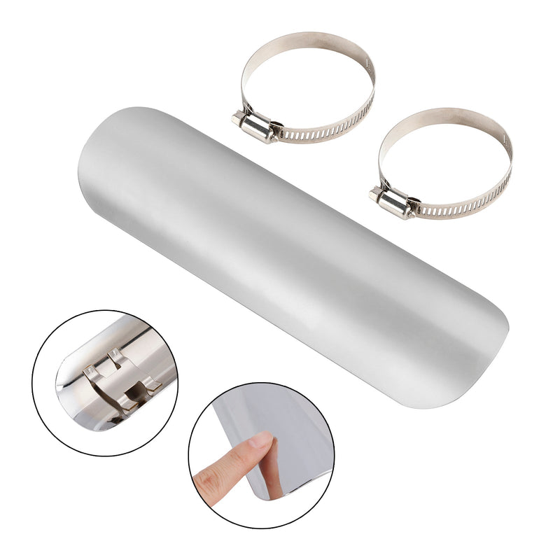 Stahl Auspuff Schalldämpfer Rohr Wärme Deflektor Abdeckung Chromeb Für Motorrad Roller BlackD