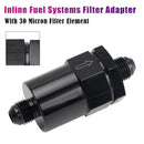 Adaptador de filtro de sistema de combustible en línea AN6 negro con elemento filtrante de 30 micrones