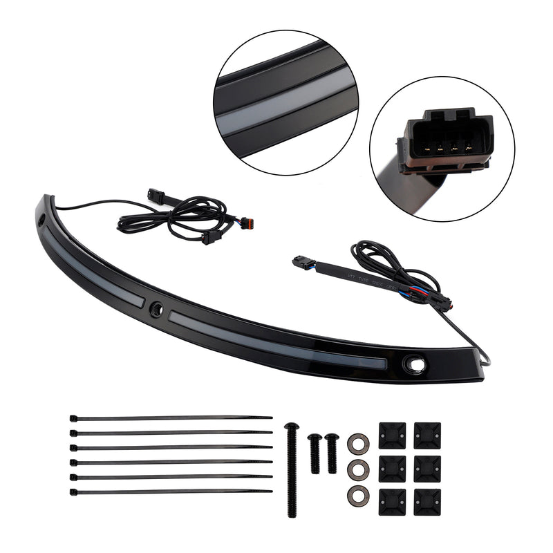 2014+Touring Electra Glide Street Glide Ultra Limited LED Lauf Blinker Licht Windschutzscheibe Trim