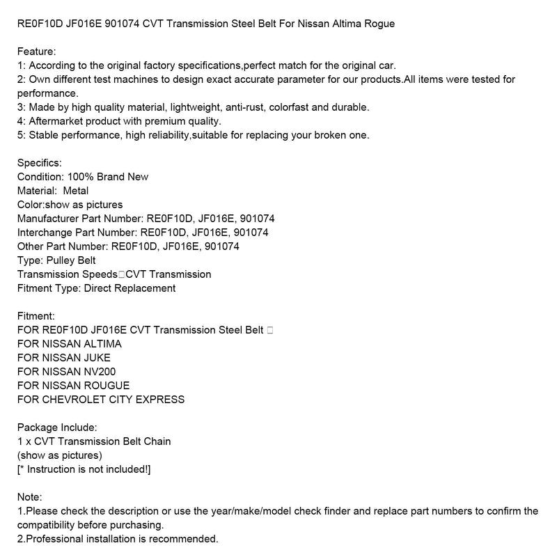 Nissan Altima Rogue RE0F10D JF016E 901074 CVT-Getriebe-Stahlriemen