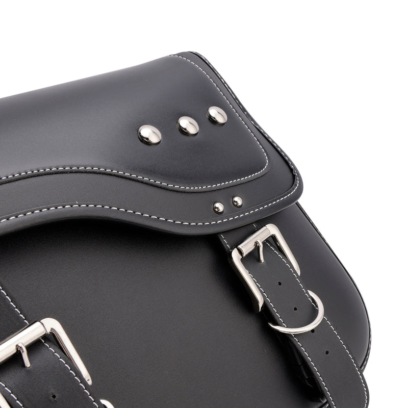 Universell sadelväska sida förvaringssvåse pu bagage svart 28L för motorcykel