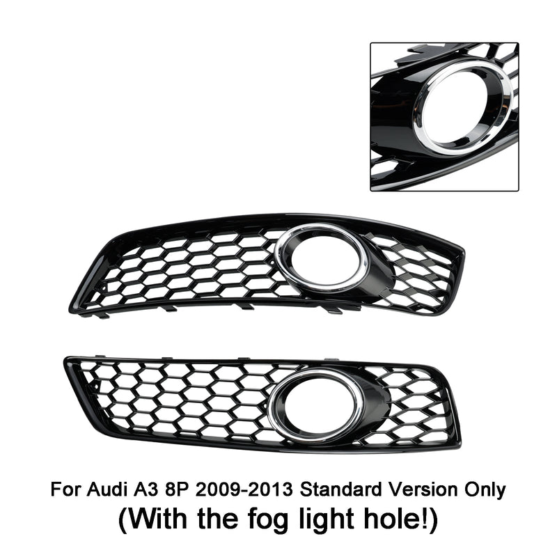 2009-2013 Audi A3 8P Honeycomb Front Bumper Tåkelys Grille Grilldeksel