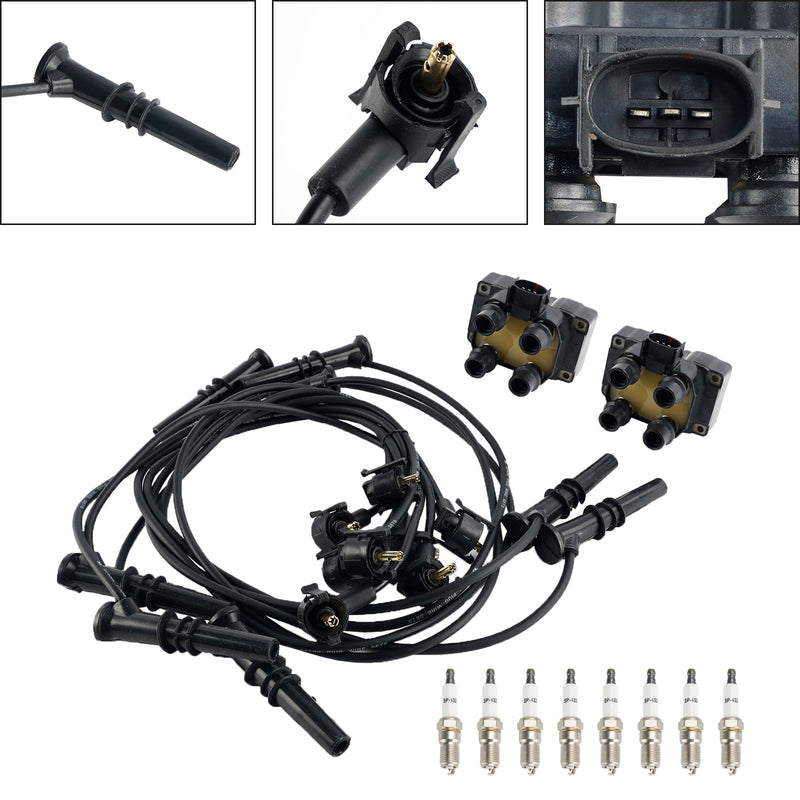 1997-2001 Mercury Mountaineer V8 5.0L 2 bobinas de encendido, 8 bujías y kit de cables FD487 SP432