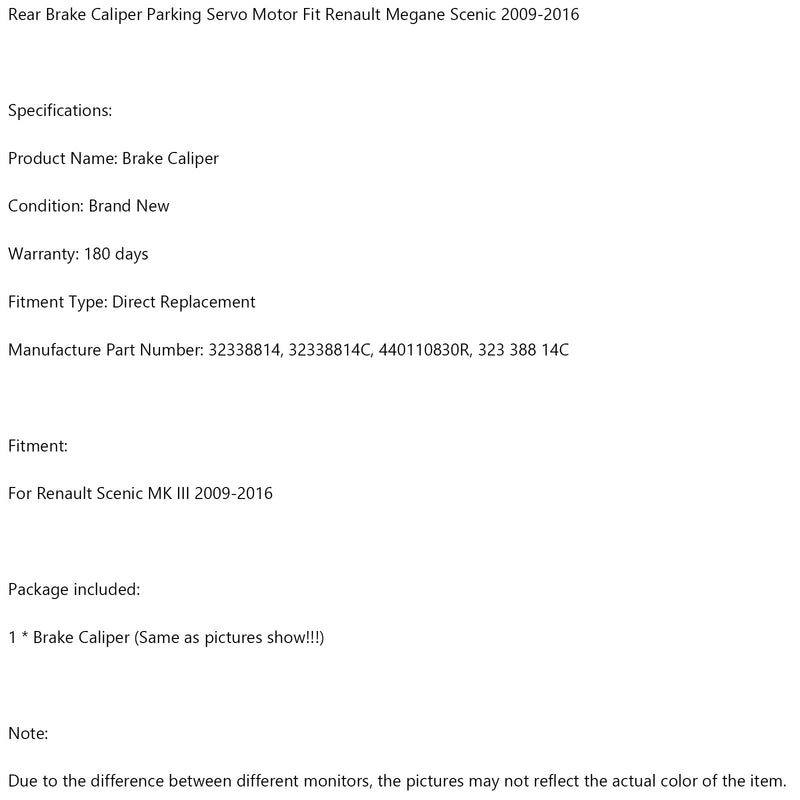 Bakre bromsok Parkeringsservomotor för Renault Megane Scenic 2009-2016