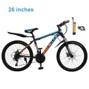 26" Speichenrad 24-Gang Mountainbike Erwachsenenrad MTB mit Schutzblech Blau+Orang