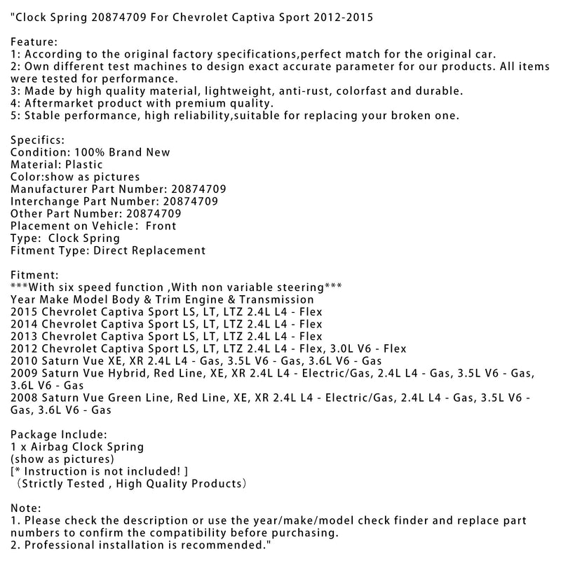 2012-2015 Chevrolet Captiva Sport Wrap Feather 20874709