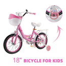 Bicicletta da princess för barn där 18" med rotell och rosa ost