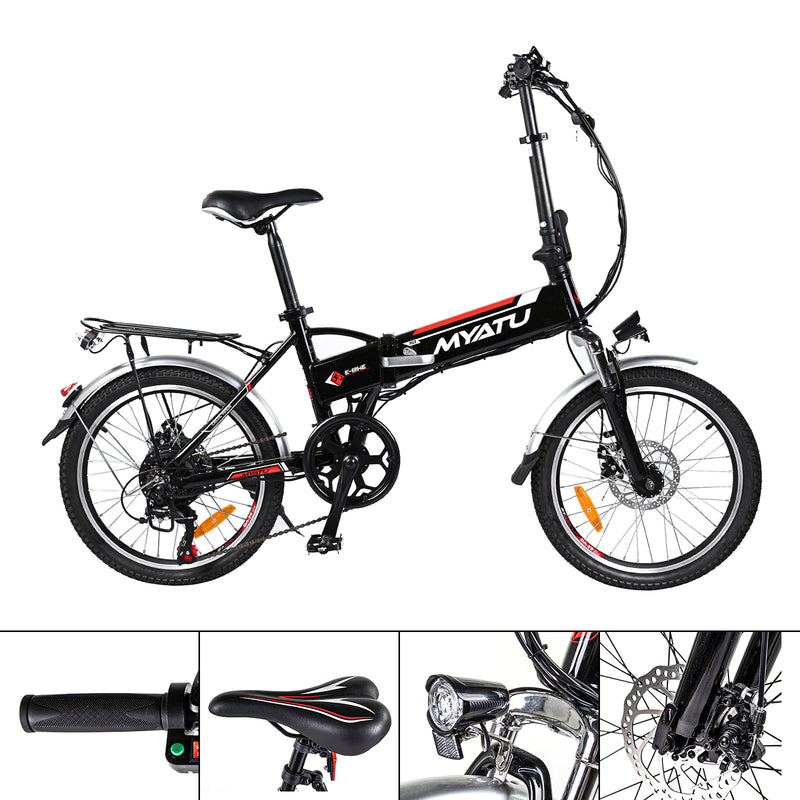 20" 36V 10.4AH 250W 7-växlad elektrisk cykel hopfällbar cykel ram i aluminium