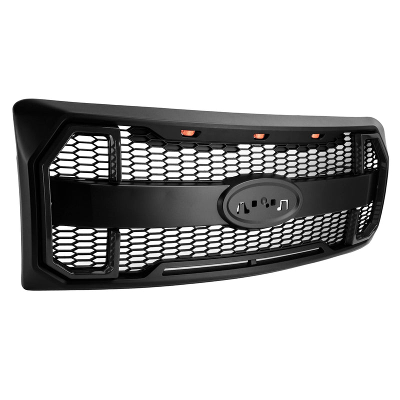 2009–2014 Ford F150 Matt Black Raptor Style Front -Floor Bar Grill Grill s LED