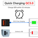 Motorsykkel USB Super Fast Charger styringsholder PD+QC3.0 Type-C strømforsyning