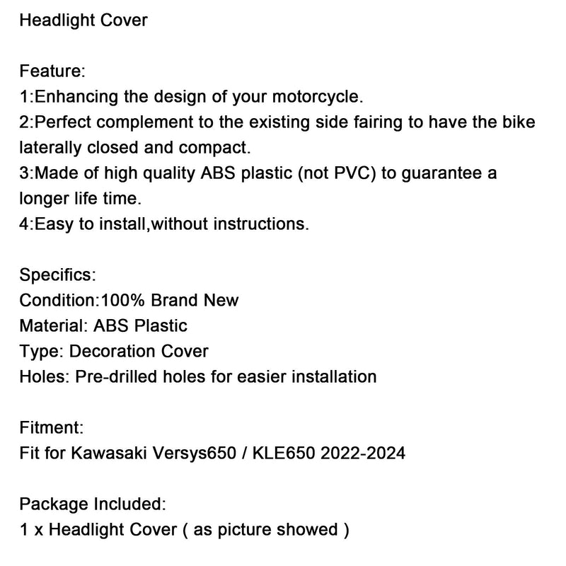 2022-2024 Kawasaki Versys 650 KLE650 Etunenän ajovalon suojus