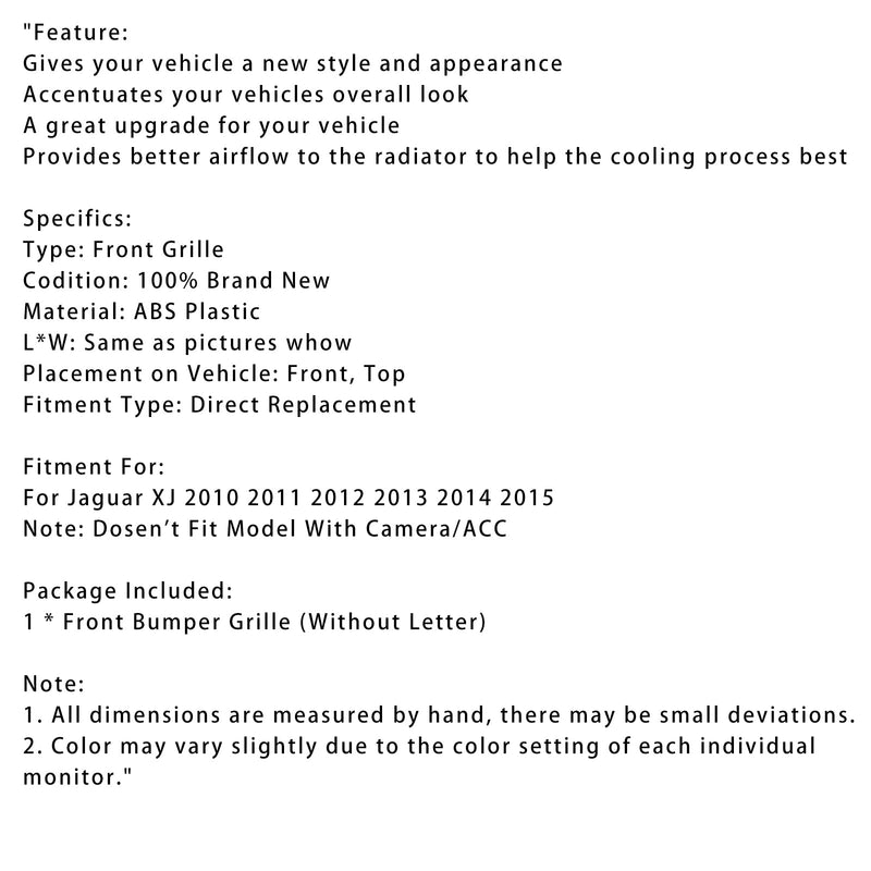 2010–2015 Jaguar XJ CHROM-FRANTSTOTOTOTSSSENGRILLE