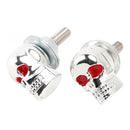 4 Custom SKULL Nummernschild Schraube Silber Kunststoff Motorrad Chopper Bobber