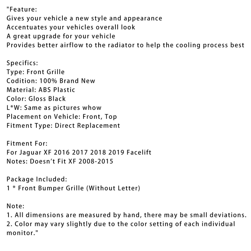 2016–2019 Jaguar XF XF-R -tyylinen etulattiaa, musta kiiltävä