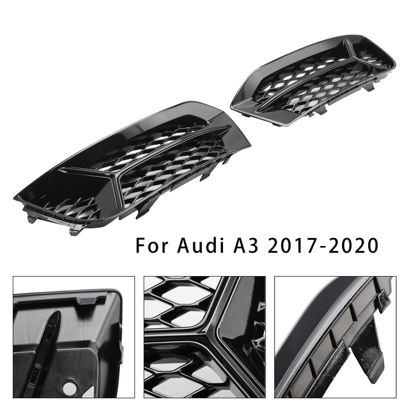 2017-2020 Audi A3 foran støtfanger Grill Tåkelys Deksel Lampe Ramme Trim Fit